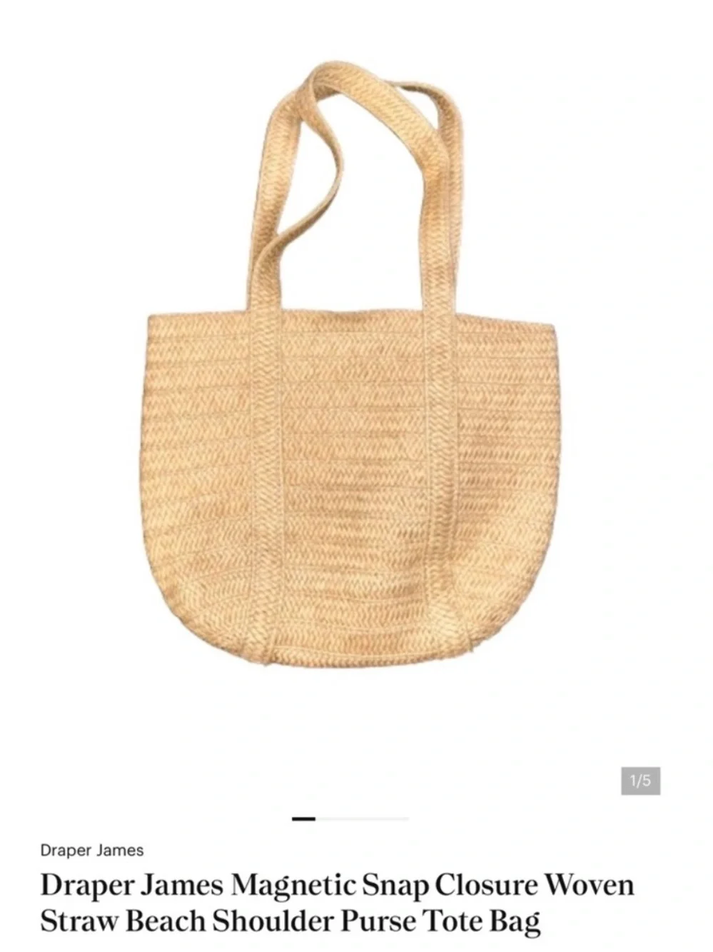 Draper James Neutral Straw Beach Tote Bag Versatile Market Carryall + Extras!!